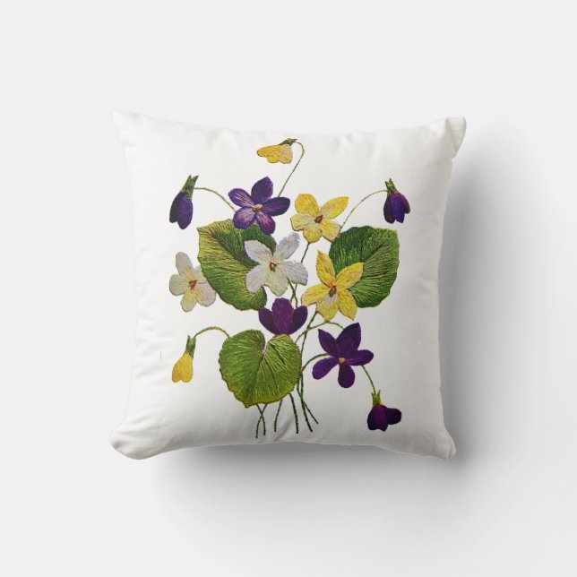 Schöne traditionelle Jacobohnen Crewel Stickerei P Kissen (Vorderseite)