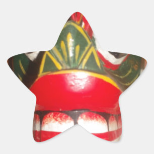 Schöne traditionelle sri-lankische Feuermasken-Kun Stern-Aufkleber