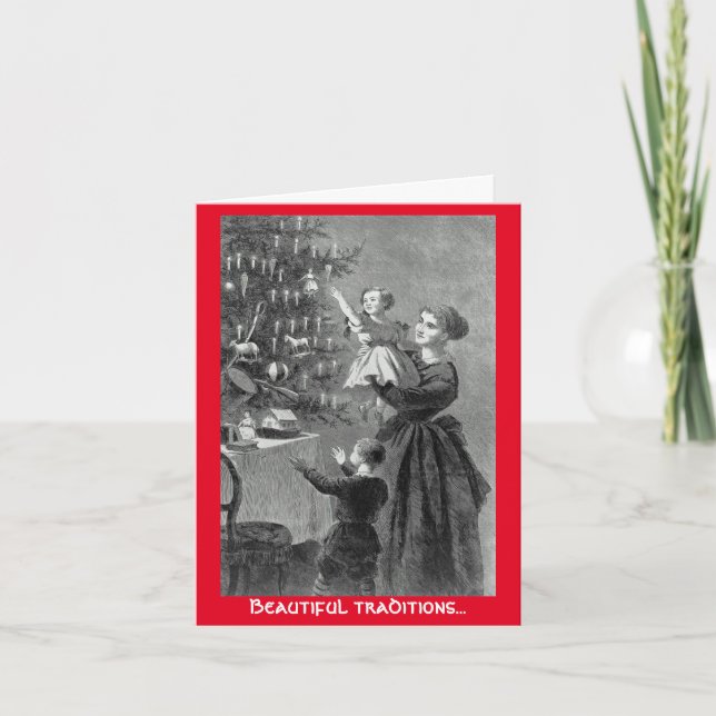 Schöne Traditionen Weihnachtsbaum Grußkarte Feiertagskarte (Vorderseite)