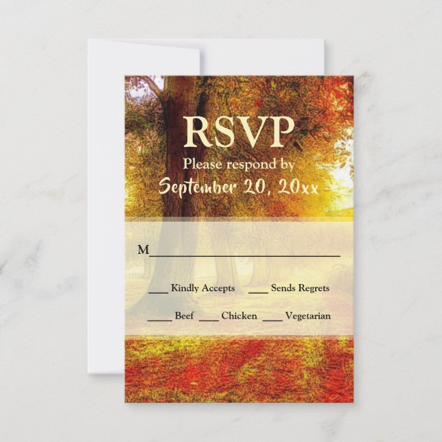 Schöne Trasse Herbst farbenfrohe Bäume Hochzeit im RSVP Karte (Vorderseite)