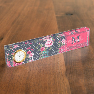 Schöne trendige, mädchenhaft Vintage Monogramm-R Namensplakette