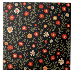 Schöne trendige Vintage-Blumenkollektion Fliese