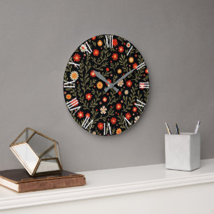 Schöne trendige Vintage-Blumenkollektion Große Wanduhr