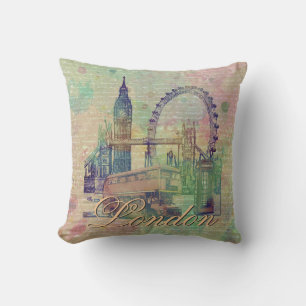 Schöne trendige Vintage Londoner Sehenswürdigkeite Kissen