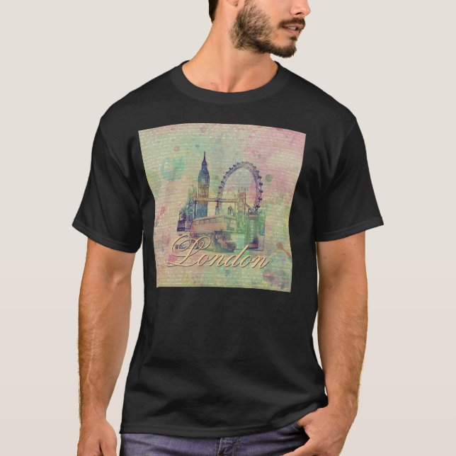 Schöne trendige Vintage Londoner Sehenswürdigkeite T-Shirt (Vorderseite)