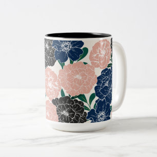Schöne trendy Blume Zweifarbige Tasse