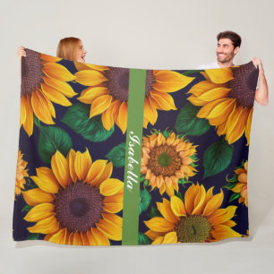 Schöne Trendy Sonnenblumensammlung Fleecedecke
