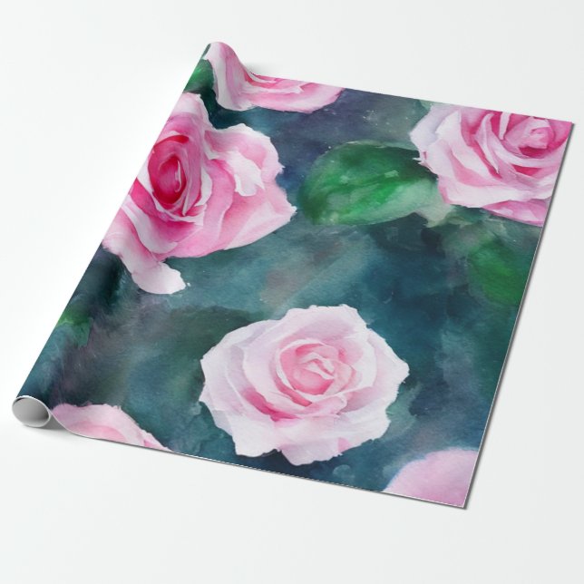 Schöne trendy Wasserfarbe Rosen Sammlung Geschenkpapier (Ungerollt)