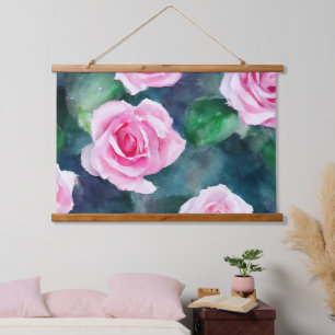 Schöne trendy Wasserfarbe Rosen Sammlung Wandteppich Mit Holzrahmen