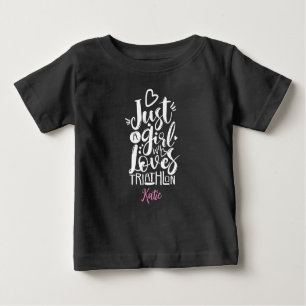 Schöne Triathlon Schwarz-Weiß-Typografie Baby T-shirt