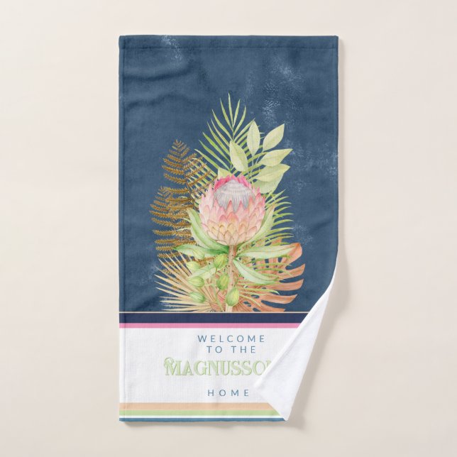 Schöne tropische Blume auf Batik-Blau-Zoll Handtuch (Handtuch)