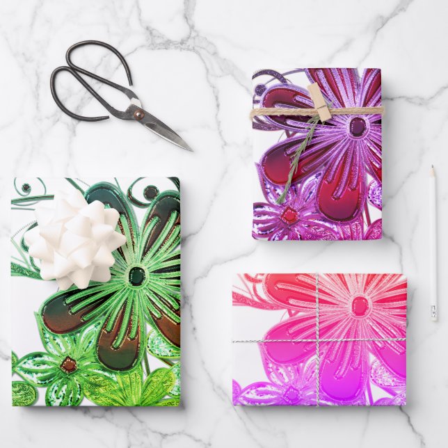 Schöne tropische Blume Geschenkpapier Set (Vorderseite)