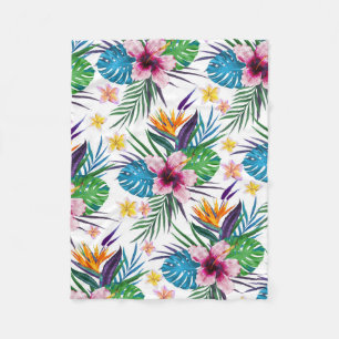 Schöne tropische Blumenfarben-Aquarelle Fleecedecke