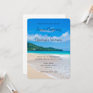 Schöne tropische Destination Strandhochzeit Einladung