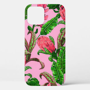 Schöne tropische grüne Blätter mit roten Blumen Case-Mate iPhone Hülle