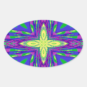 Schöne tropische Hakuna Matata Kanga Artwork. Ovaler Aufkleber