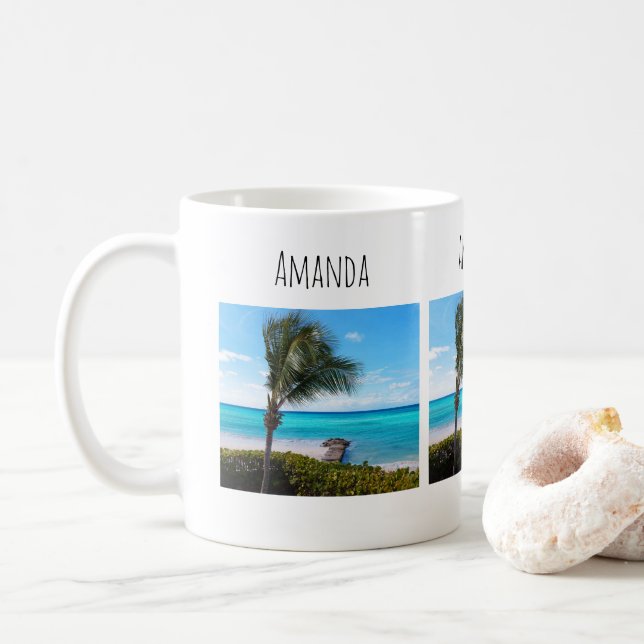 Schöne tropische Strandbrise Palme Kaffeetasse (Mit Donut)