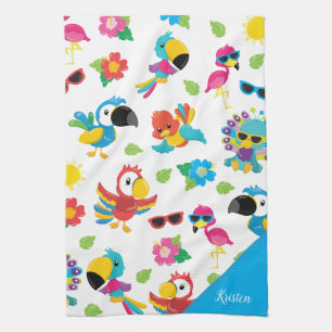 Schöne tropische Vögel farbenfrohe Paradies Muster Geschirrtuch