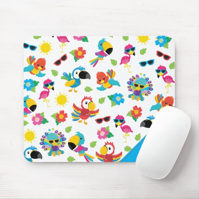 Schöne tropische Vögel farbenfrohe Paradies Muster Mousepad (Mit Mouse)
