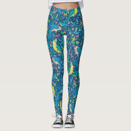 Schöne tropische Vögel und Blume Leggings