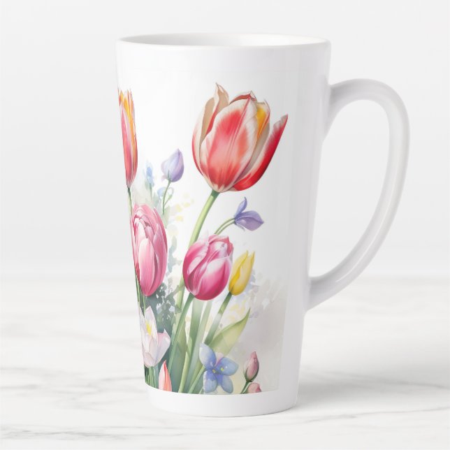 Schöne Tulip Blume Latte Tasse (Rechts)