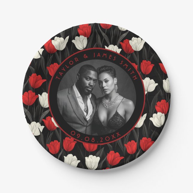 Schöne Tulip-Hochzeiten-Teller für Sommerhochzeite Pappteller (Vorderseite)