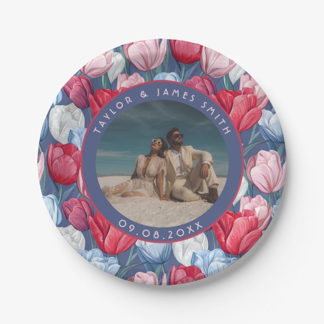 Schöne Tulip Teller für Polterabend (Vorderseite)