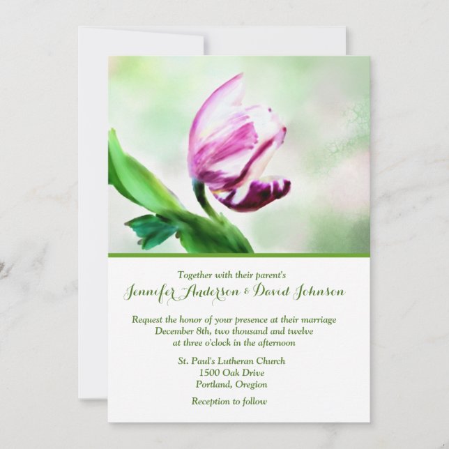 Schöne Tulip Wasserfarbe Custom Wedding Einladung (Vorderseite)