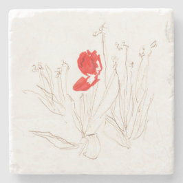 Schöne Tulpe im Wind und Regen Steinuntersetzer