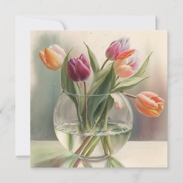 Schöne Tulpen Aquarell Karte (Vorderseite)