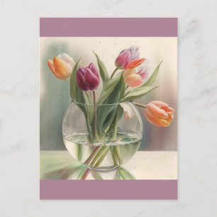 Schöne Tulpen Aquarell Postkarte