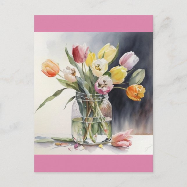 Schöne Tulpen Aquarell Postkarte (Vorderseite)