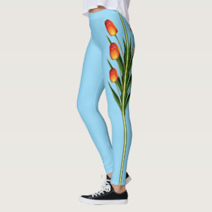 Schöne Tulpenblumen auf Türkis Leggings