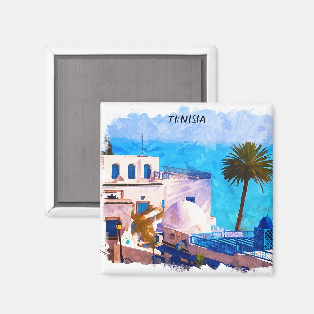 Schöne Tunesien Panorama-Aussicht Magnet (Vorderseite/Rückseite)