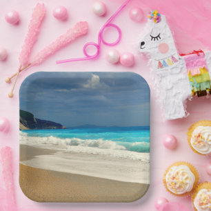 Schöne türkisblaue Meeres-Tropenfotografie Pappteller