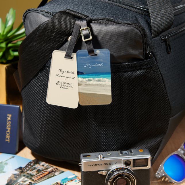 Schöne türkisfarbene tropische Fotografie Gepäckanhänger (Vorderseite & Rückseite)