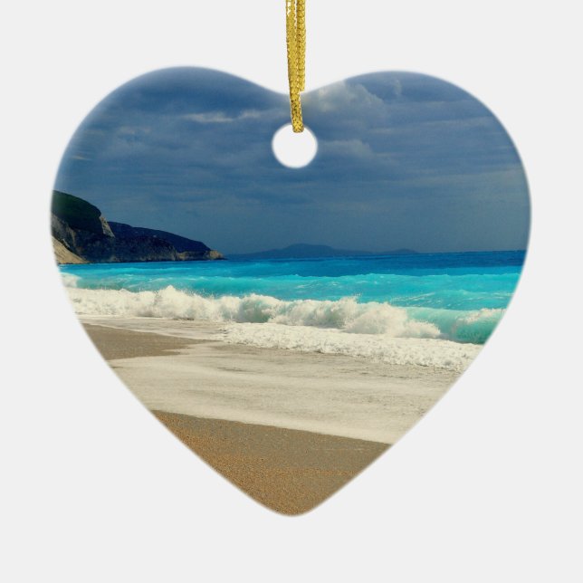 Schöne türkisfarbene tropische Fotografie Keramik Ornament (Vorne)