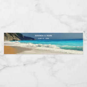 Schöne türkisfarbene tropische Fotografie Wasserflaschenetikett