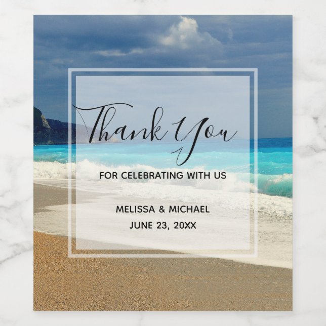 Schöne türkisfarbene tropische Fotografie Weinetikett (Einzelnes Label)