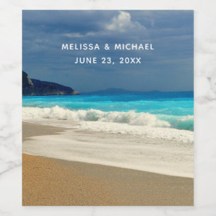 Schöne türkisfarbene tropische Fotografie Weinetikett