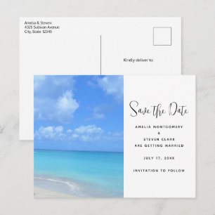 Schöne türkisfarbene tropische Strand Ankündigungspostkarte