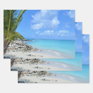 Schöne türkisfarbene tropische Strand  Geschenkpapier Set