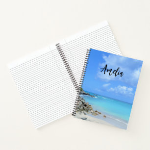Schöne türkisfarbene tropische Strand Notizbuch