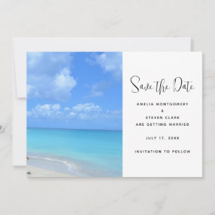 Schöne türkisfarbene tropische Strandhochzeit Save The Date