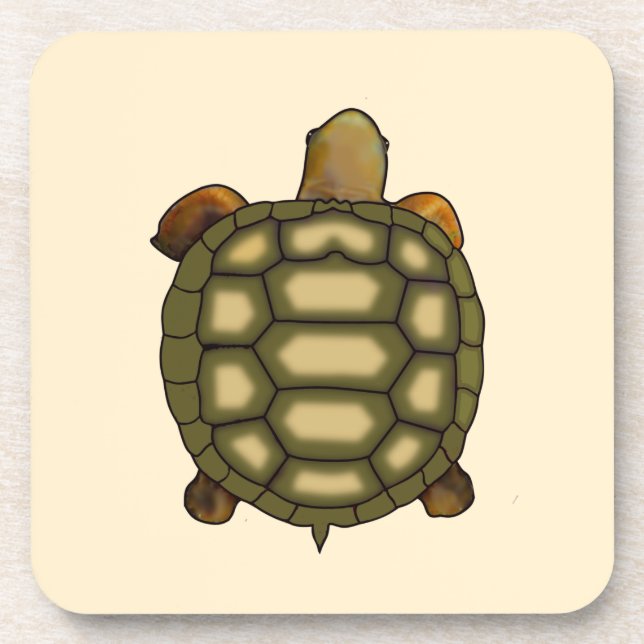 Schöne Turtle auf Light Champagne Beige Getränkeuntersetzer (Vorderseite)