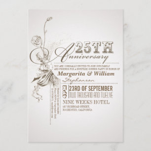 schöne Typografie 25-Jahres-Jubiläums-Einladungen Einladung