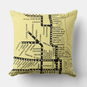 Schöne U-Bahn Stops in Chicago Vintag Kissen
