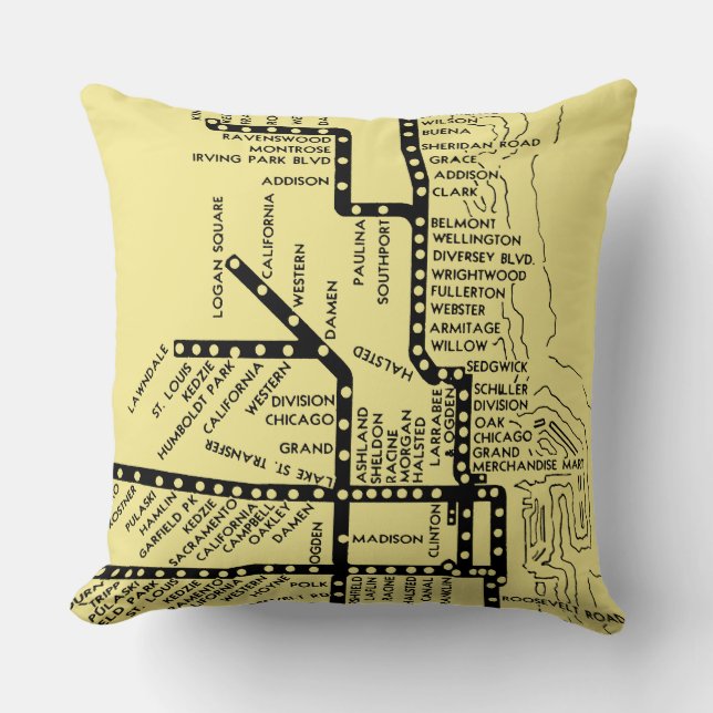Schöne U-Bahn Stops in Chicago Vintag Kissen (Vorderseite)
