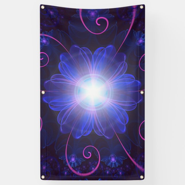 Schöne ultraviolette Fraktalnightshade-Blume Banner (Vertikal)