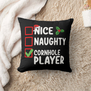 Schöne unartige Cornhole-Spieler-Weihnachtsliste Kissen